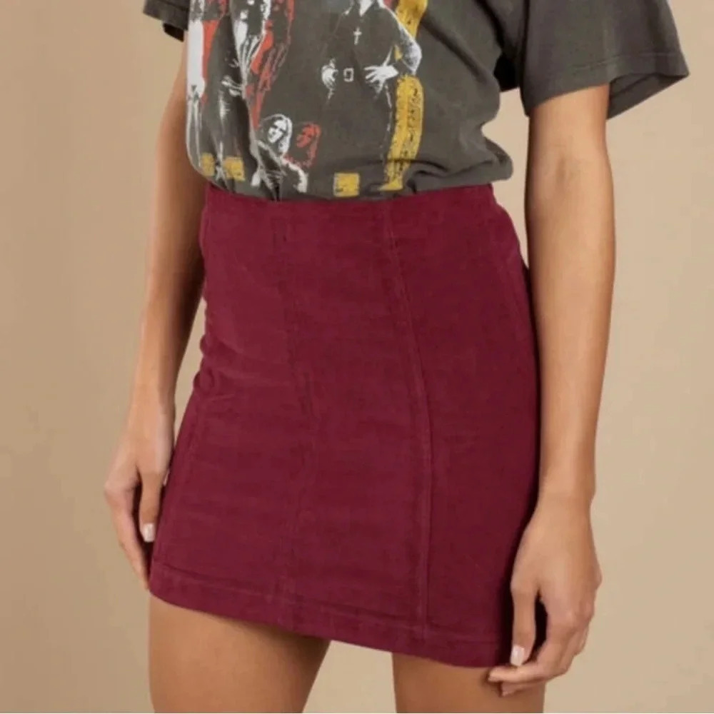 Free People Modern Femme Corduroy‎ Mini Skirt New sz 10 Mulberry Color